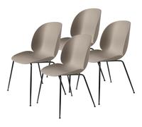 GUBI - Beetle Dining Chair Unupholstered, Conic Base Black, Set Of 4, New Beige - Beige