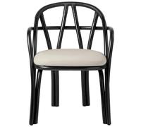 Gubi Bistra Dining Chair With Armrests Ebony Painted Rattan/Fustagno Limonta 001