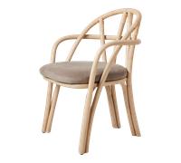 Gubi Bistra Dining Chair With Armrests Natural Lacquered Rattan/Fustagno Limonta 002