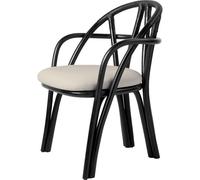 Gubi Bistra Dining Chair With Armrests Ebony Painted Rattan/Fustagno Limonta 001