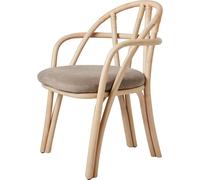 Gubi Bistra Dining Chair With Armrests Natural Lacquered Rattan/Fustagno Limonta 002