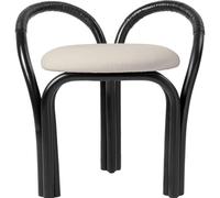 Gubi Bistra Stool Ebony Painted Rattan/Fustagno Limonta 001