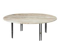 GUBI - IOI Coffee Table Ø100 cm, Travertine / Black - Beige