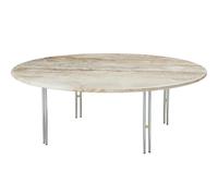 GUBI - IOI Coffee Table Ø100 cm, Travertine / Chrome - Beige