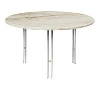 GUBI - IOI Coffee Table Ø70 cm, Travertine / Chrome - Beige