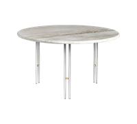 GUBI - IOI Coffee Table Ø70 cm, Travertine / Chrome - Beige