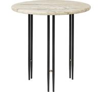 GUBI - IOI Side Table Ø50 cm, Travertine / Black - Beige