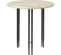 GUBI - IOI Side Table Ø50 cm, Travertine / Black - Beige