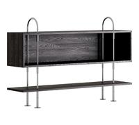 GUBI - Keen Shelving System With 1 Shelf / 1 Box Shelf 160 cm, Satin-polished Stainless steel / Black-brown stained Ash - Stainless Steel