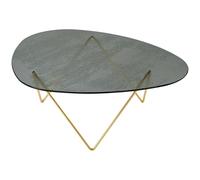 GUBI - Pedrera Coffee Table Textured Glass, Smoke / Brass - Smoke