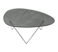GUBI - Pedrera Coffee Table Textured Glass, Smoke / Chrome - Smoke