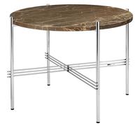 GUBI - TS Coffee Table 55 cm, Polished Steel / Brown Emperador marble - Brown