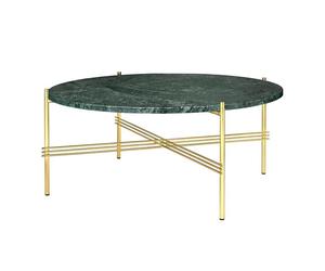 GUBI TS Coffee Table Round Ø80 Brass/ Green Guatemala Marble