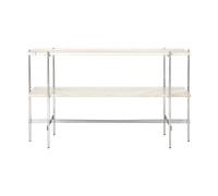 GUBI TS Console table 120x30x72 cm Neutral white travertine steel