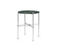 GUBI TS Side Table Round Ø40 Polished Steel/Green Guatemala Marble