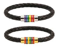 Gubilacrum LGBT Rainbow Bracelet, 2 Packs Adjustable Rainbow Striped Notch Bangle, Pride Party Daily Couple Wear, Unisex for Men Women Teens Adults, Fashion Stylish Pride Accessories