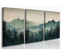 GUBIYU 3 Pieces Sage Green Mountain Wall Art Forest Landscape Abstract Nature Print Modern Minimal Pine Forest Pictures Blue Wall Decor 16"x24"