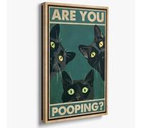 GUBIYU Are You Pooping Cat Print Wall Art - Funny Bathroom Decor, 12"x16"