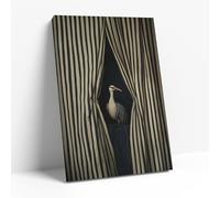 GUBIYU Funny Animal Bird Bathroom Wall Art Framed Canvas Black and White Striped Elephant Bird Paintings Wall Decor for Bathroom Pictures Vintage Birds Prints Cool Posters for Boys Girls Gifts 24"x36"