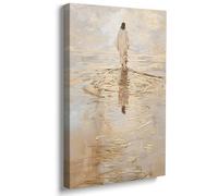 GUBIYU Jesus Christ Walking on Water, Christian Art Wall Decor, I Will Walk With Christ LDS, Gold God Jesus Oil Painting, Bible Verse Wall Art Decor for Living Room & Bedroom, 16"X24"