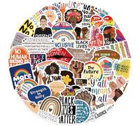 GUBPHK 50PCS Social Justice Activism Sticker Black Rights and Women's Rights & Equality Sticker, Social Worker Gifts for Laptops, Water Bottles, Journals (Eco-Friendly Vinyl, Easy to Peel & Remove)