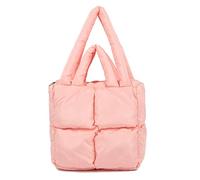 GUCABE Women Padded Shoulder Bag Luxury Check Tote Bag Soft Pillow Handbag Quilted Puffy High Capacity Underarm, Pink, L