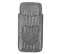 Gucagle 3 Finger Leather Cigar Case Premium Portable Travel Humidor Elegant Durable Smoking Accessories for Men Father's Day Gift Genuine Leather 17x9cm (Silver)