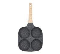 Gucagle 4 Cup Egg Frying Pan Non Stick Aluminum Egg Cooker Pan with Wooden Handle for Gas Stove Induction Cookware Perfect for Breakfast Pancakes Burgers (Standard Type)