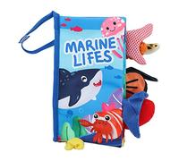 Gucagle Baby Animal Tail Book 3D Educational Interactive Soft Touch Feel Crinkle Cloth Sensory Book for Infants Toddlers Early Learning Development Polyester Material (Ocean)