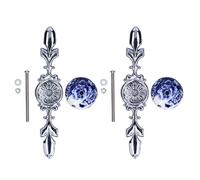 Gucagle Ceramic Cabinet Handles Vintage Hand Painted Modern Simple Style Decorative Knobs for Wardrobe Drawer Cabinet Zinc Alloy Ceramic Material 4.1cm Diameter 2pcs Set (1060D Peony Blue and White
