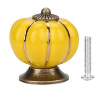 Gucagle Ceramic Pumpkin Knobs European Style Handle Pull Lovely Sturdy Durable Cabinet Drawer Furniture Knob for Kids Room Cabinet Bathroom Ceramic Zinc Alloy 35mm 1.38in 2.3oz (Yellow)