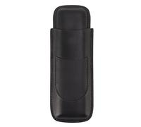 Gucagle Cigar Case Elegant Vintage Hand Crafted Slim Portable 2 Fingers Cigar Holder Travel Party Business Faux Leather 18x6.5cm 2 Cigar Capacity (Black)