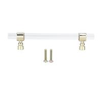 Gucagle Crystal Acrylic Handle Transparent Easy to Install Drawer Pull Handle for Cabinets Drawers Dressers Premium Material Zinc Alloy Home Decoration (B01277S Hole Pitch 128-gold)