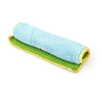 Gucagle Double Side Anti Grease Dish Fiber Cleaning Towel Magic Kitchen Wiping Rag Super Absorbent Reusable Microfiber Cloth for Dishes Glass Tile Floor Green Blue 27x18cm