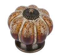 Gucagle European Ceramic Pumpkin Door Knobs Cabinet Handles Zinc Alloy Drawer Pulls Single Hole Cupboard Wardrobe Handles White Orange Yellow Green Blue (1001A Large - Leopard White)