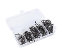 Gucagle Fishing Crank Hooks High Carbon Steel Offset Lure Jig Worm Hooks Sharp Durable Rust Resistant for Freshwater Saltwater Fishing 100PCS Box 5 Sizes 2# 1# 1/0# 2/0# 3/0#