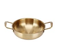 Gucagle Gold Korean Ramen Pot Stainless Steel Noodle Cooking Pot Lightweight Portable Multipurpose for Home Office Dormitory Camping Kitchenware 6cm Height (Inner Diameter 28cm)
