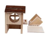 Gucagle Hamster Hideout House Cute Warm Large Space Wooden Rodent Sleeping House for Guinea Pigs Gerbils Small Animals with Premium Cedarwood Material and Ladder for Hamster Cage