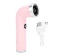 Gucagle Handheld Bladeless Fan Type C Rechargeable Digital Display 100 Stepless Speed Adjustments Portable Cooling for Travel Outdoor Use ABS Stainless Steel 3000mAh Battery (Pink)