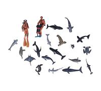 Gucagle Marine Animal Figures Model Realistic Assorted Sea Life Toy Set Includes 20 Pieces 2 Divers and 18 Animal Models for Kids Boys Girls Educational Playtime Plastic