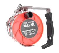 Gucagle Multipurpose Dive Reel 290FT White Line Stainless Steel Diving Line Reel for Cave Diving BCD Equipment Compact Portable Secure ABS Material (Orange)