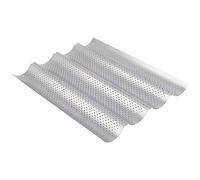 Gucagle NonStick MultiGrooves Waves French Bread Pan Baking Cooking Tray Mold Kitchen Tool Professional Grade Carbon Steel Mold for Home Bakers and Chefs Silver Size As Shown (Four Slots)