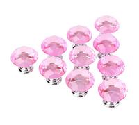 Gucagle Pink Crystal Glass Door Knobs Elegant Shiny Decorative Hardware for Cabinet Drawer Wardrobe K9 Crystal Zinc Alloy 30mm 10PCS