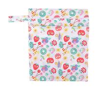 Gucagle Portable Double Layer Baby Diaper Storage Bag Outdoor Paper Diaper Bag Large Capacity Zipper Closure Hang Rope Designs for Parents On The Go Green Blue White Options (White Fruit)