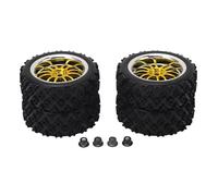 Gucagle RC Car Tires Wheels Gold Star Shape 12 Hole Off Road Street Run Improved Grip Handling for Axial 1/10 Remote Control Car Rubber Plastic 72mm 26mm 4PCS