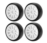 Gucagle RC Drift Tire Wheels Set 4PCS Hard Rubber Plastic Tires with 12mm Hex for TT01 1/10 RC Car Black Durable Replacement Accessories