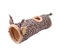 Gucagle Safe Portable Folding Collapsible Fabric Tunnel Toy for Pet Cat Dog Rabbit Play Exercise Indoor Outdoor Fun Activity Dinosaur Giraffe Black Cat Options 24x70cm (Giraffe)