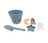 Gucagle Silicone Snow Toy Beach Bucket Set, Safe and Waterproof Outdoor Play Kit with 4 Fun Molds, Astronaut, Rocket, Moon, Star, for (Blue)