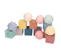 Gucagle Soft Building Blocks Baby Sensory Silicone Educational Squeeze Stacking Toys Square and Round Blocks for Infants Toddlers 6+ Months 15PCS Safe Non Chewable BPA Free