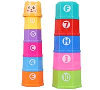 Gucagle Stacking Cups Toy Colorful Number Letters Early Educational Baby Building Toys Set for Toddlers Infants 6 Months Above Plastic 10 Pieces
